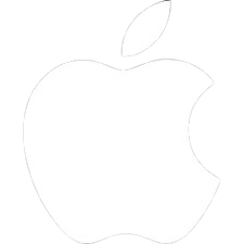 Logo de Apple Blanco sin fondo, representado con una manzana mordida por el lado izquierdo.