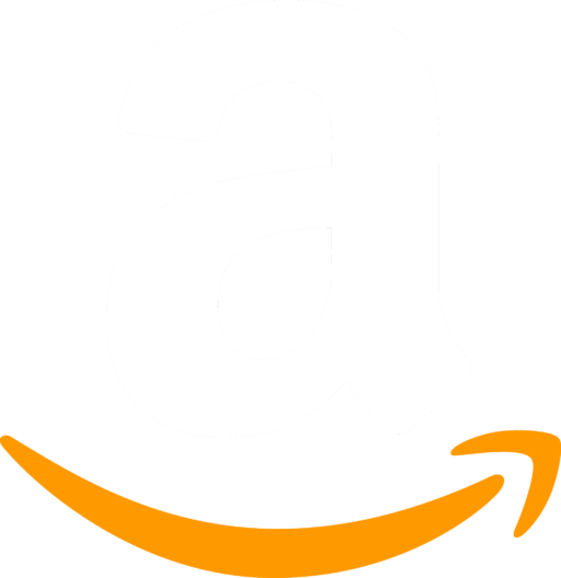 Logo Amazon Blanco, que se representa con la letra a y la recoge debajo con una flecha amarilla simulando una sonrisa