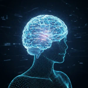 Concepto de inteligencia artificial, datos o cerebro digital